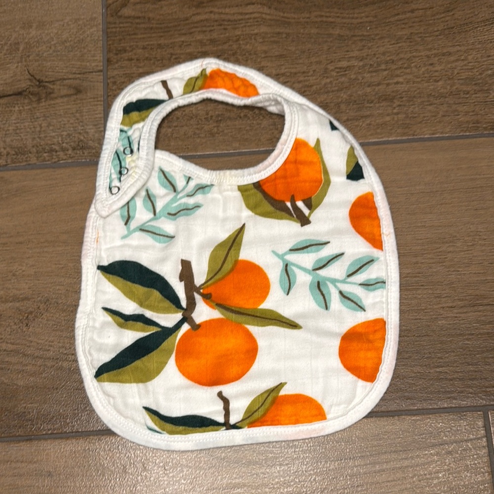 Orange Print Baby Bib bamboo muslin